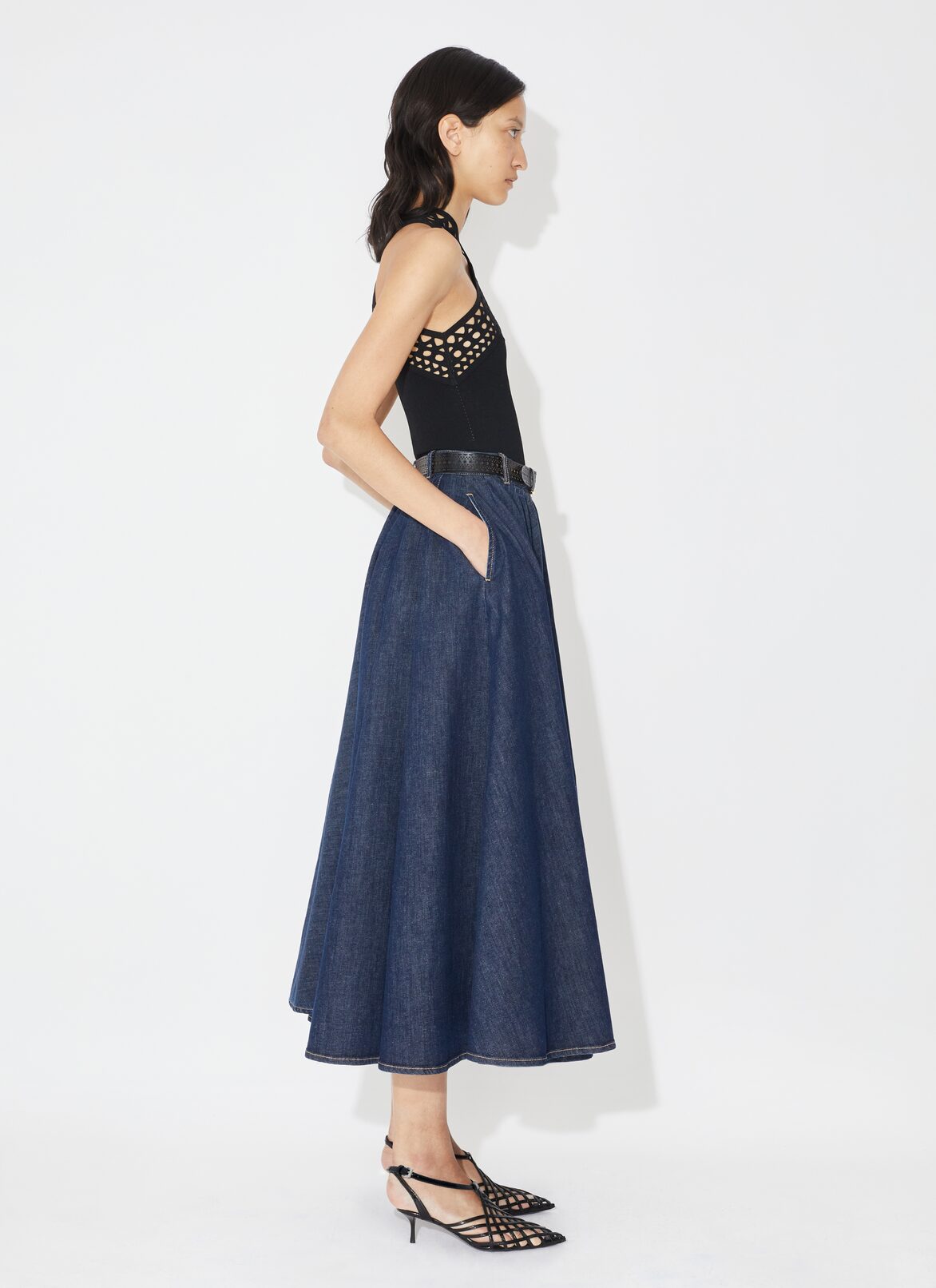 Denim midi skirt ALAÏA BLUE DENIM MIDI SKIRT